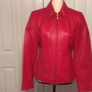 Red leather jacket